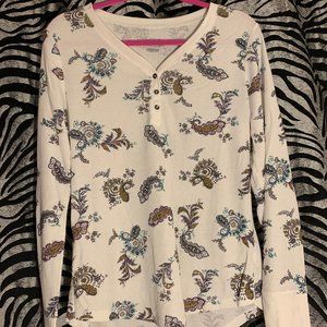 Long Sleeve Paisley Print Knit Top